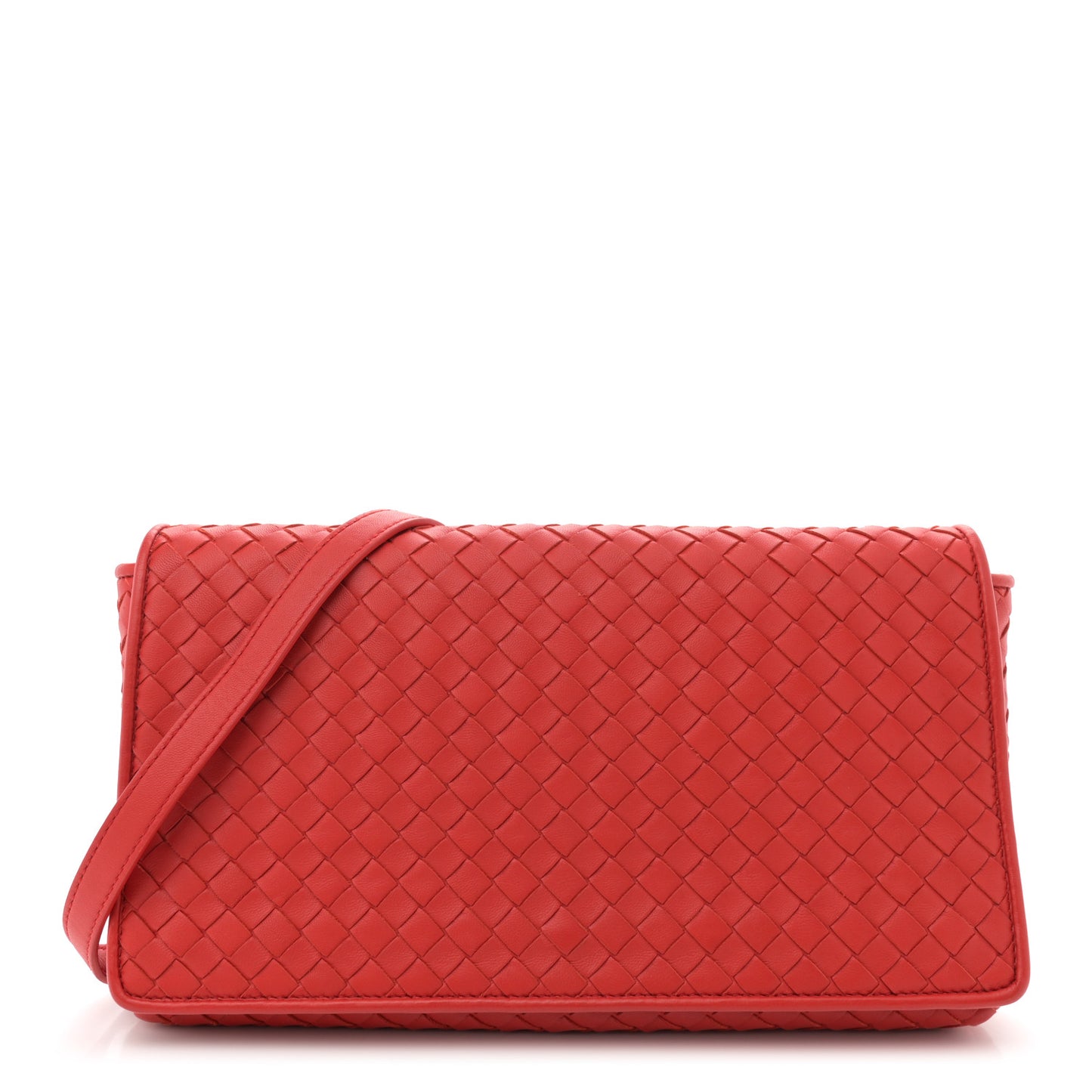 Nappa Intrecciato Crossbody Flap Red