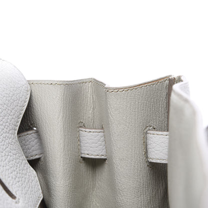 Hermes Taurillon Clemence Lizard Club Birkin 35 Gris Perle White Mykonos 13 of 31