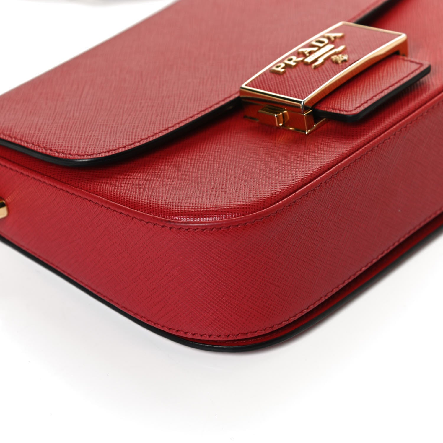 Prada Saffiano Lux Embleme Flap Shoulder Bag Fuoco 12 of 12