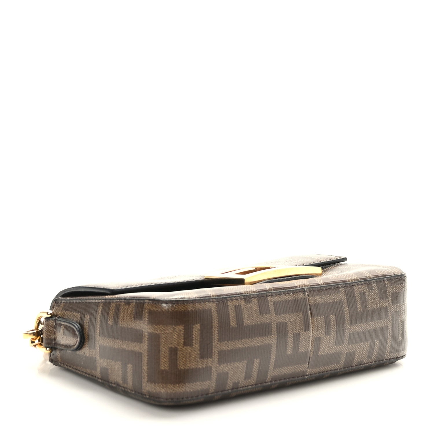 Fendi Glazed Fabric Vitello Century FF 1974 Mini Baguette Mogano Panna 4 of 9