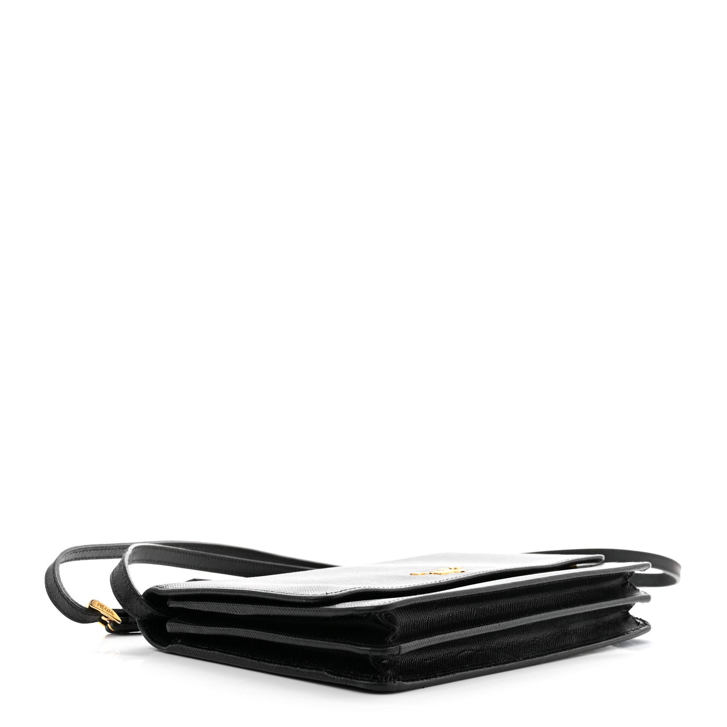 Prada Saffiano Metal Flap Wallet With Strap Black 4 of 12