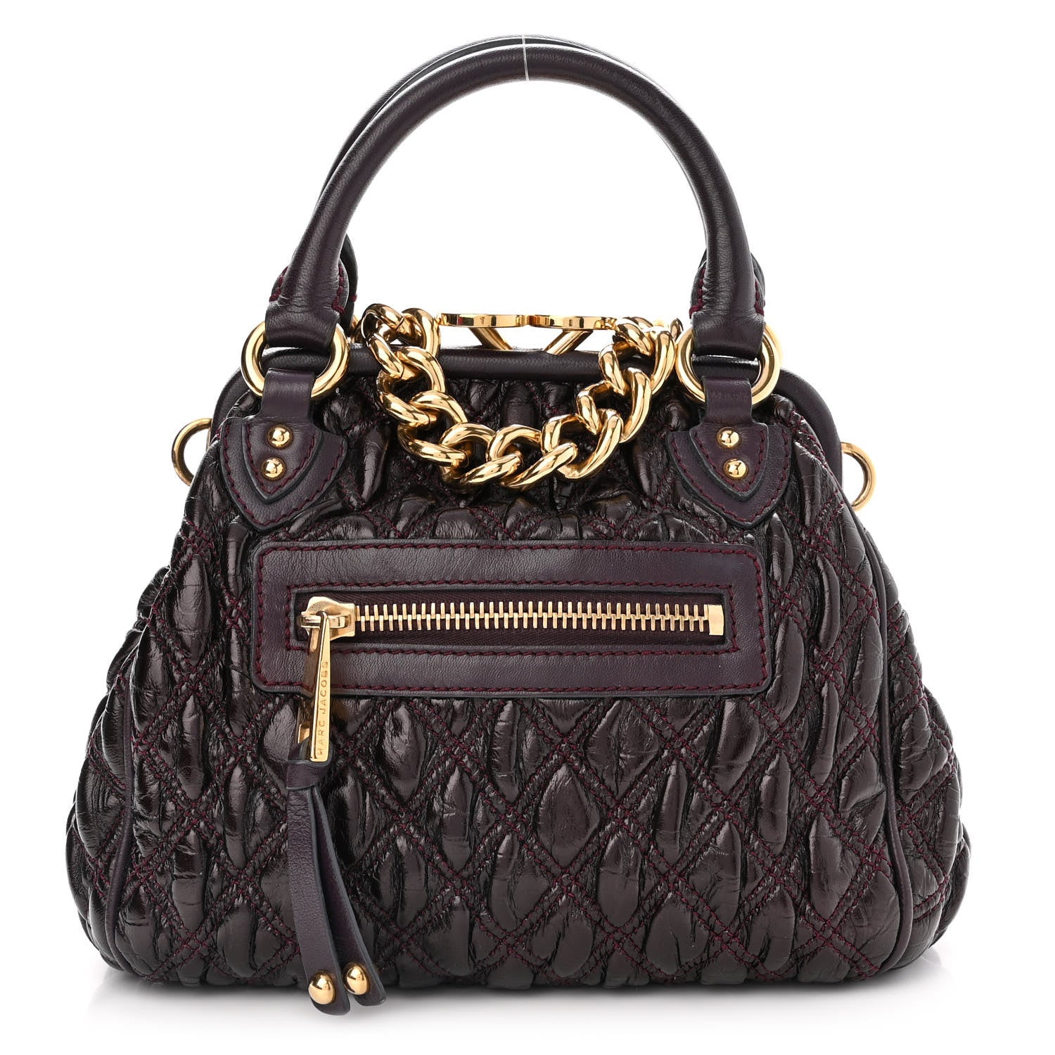 Marc Jacobs Metallic Calfskin Quilted The Kid Stam Plum 1 of 10