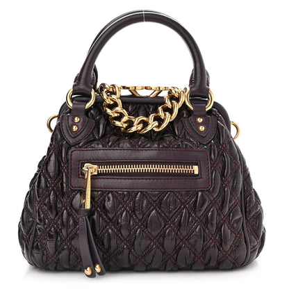 Marc Jacobs Metallic Calfskin Quilted The Kid Stam Plum 1 of 10