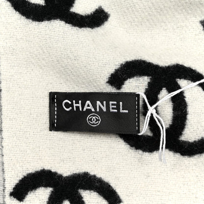 Chanel Wool Cashmere CC Scarf Black White 3 of 3