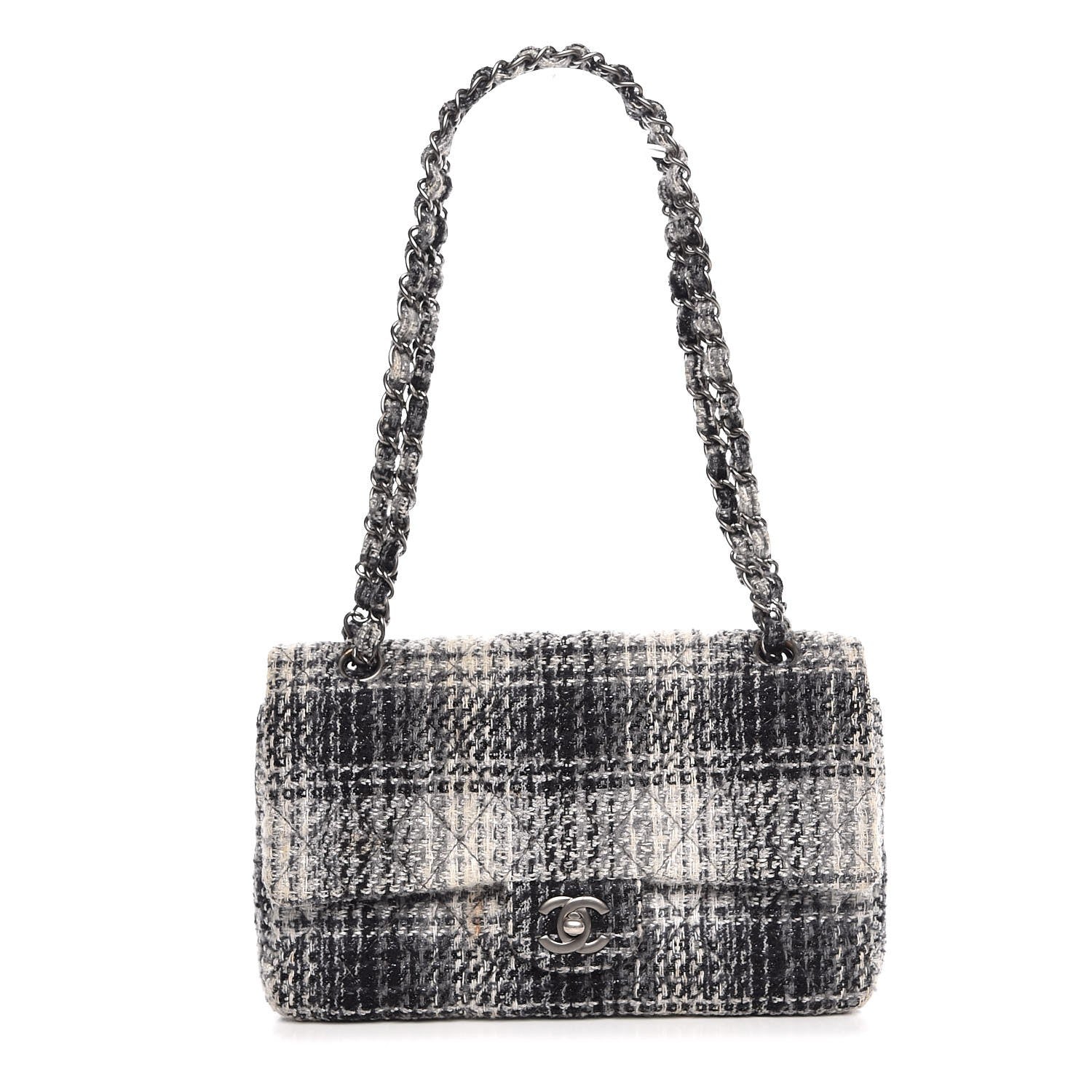 Chanel Tweed Quilted Medium Double Flap Grey 1 of 7