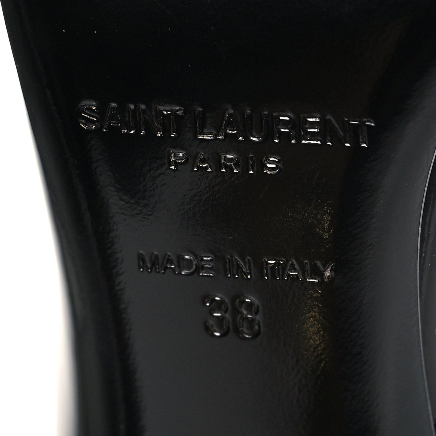 Patent Calfskin Opyum 85 Pumps 38 Black Gold