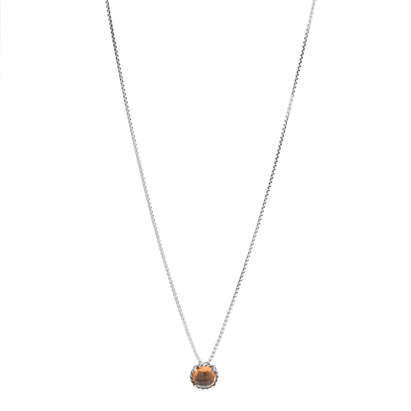 Sterling Silver Citrine 8mm Petite Chatelaine Pendant Necklace