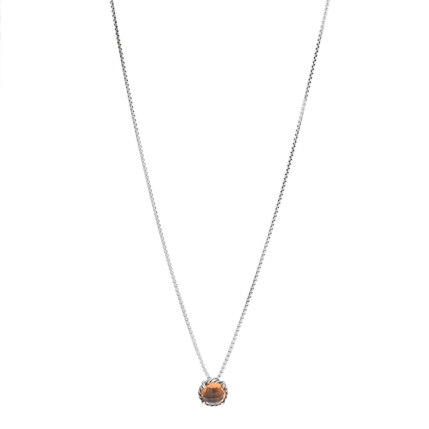 David Yurman Sterling Silver Citrine 8mm Petite Chatelaine Pendant Necklace 1 of 6