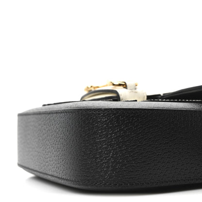 Gucci X ADIDAS Textured Dollar Calfskin Web Trefoil Mini Horsebit 1955 Shoulder Bag Black Off White 9 of 9
