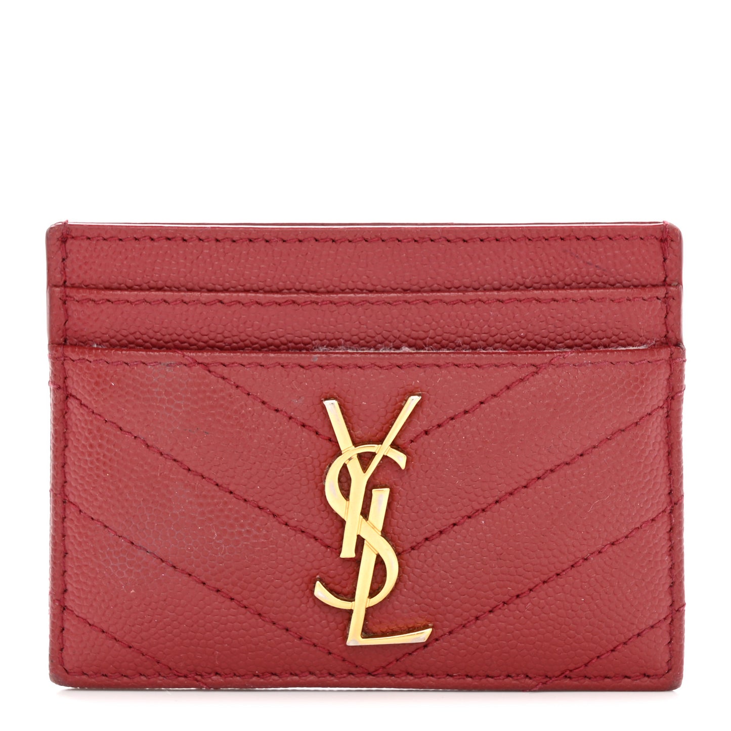 Grain De Poudre Matelasse Chevron Monogram Credit Card Case Opyum Red
