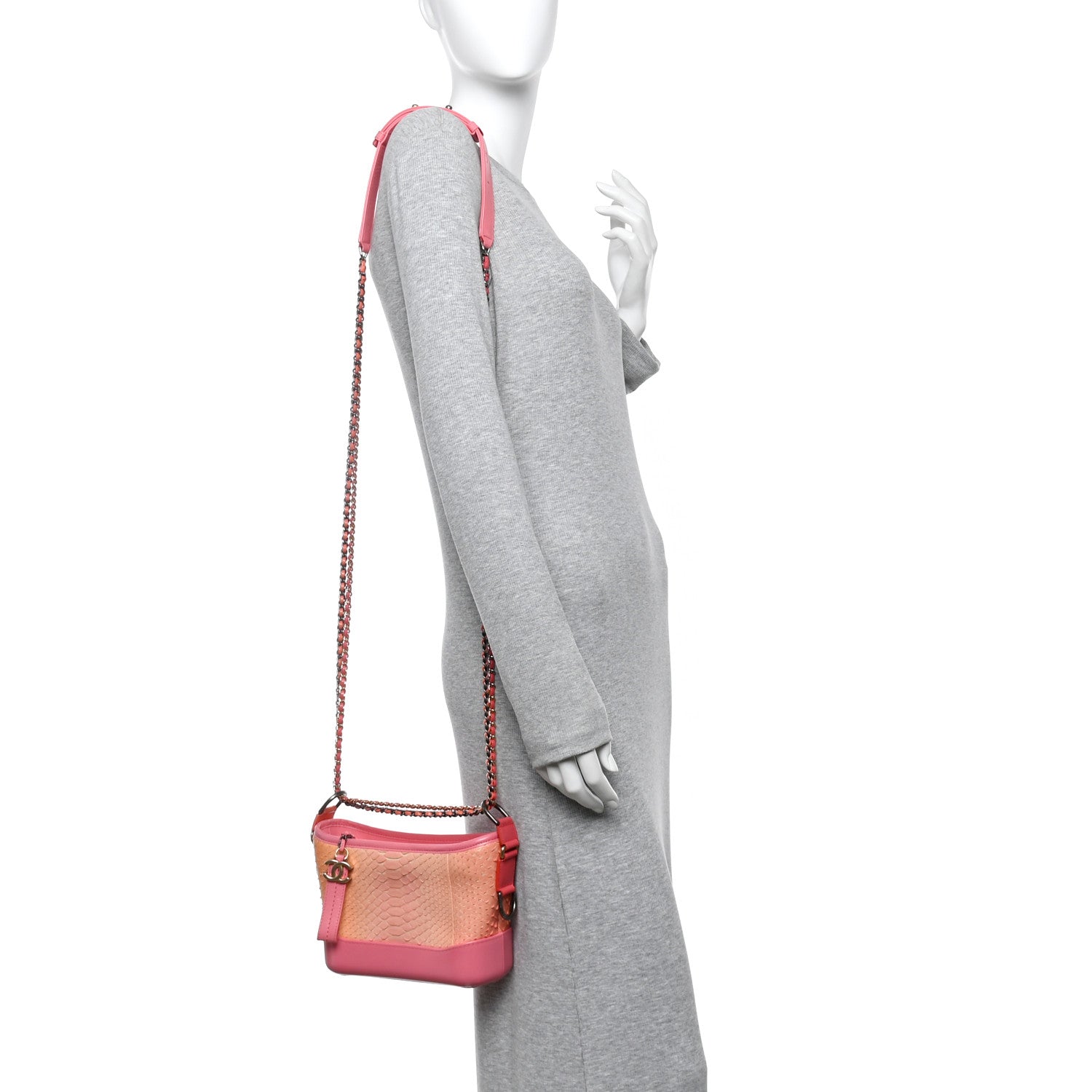 Chanel Snakeskin Small Gabrielle Hobo Pink 2 of 10