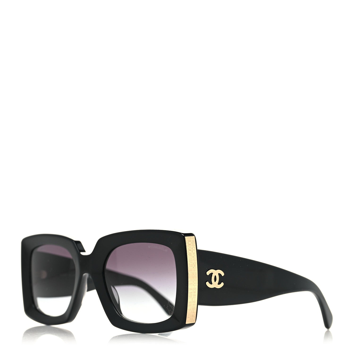 Chanel Acetate Rectangle Sunglasses 5435-A Black 1 of 7