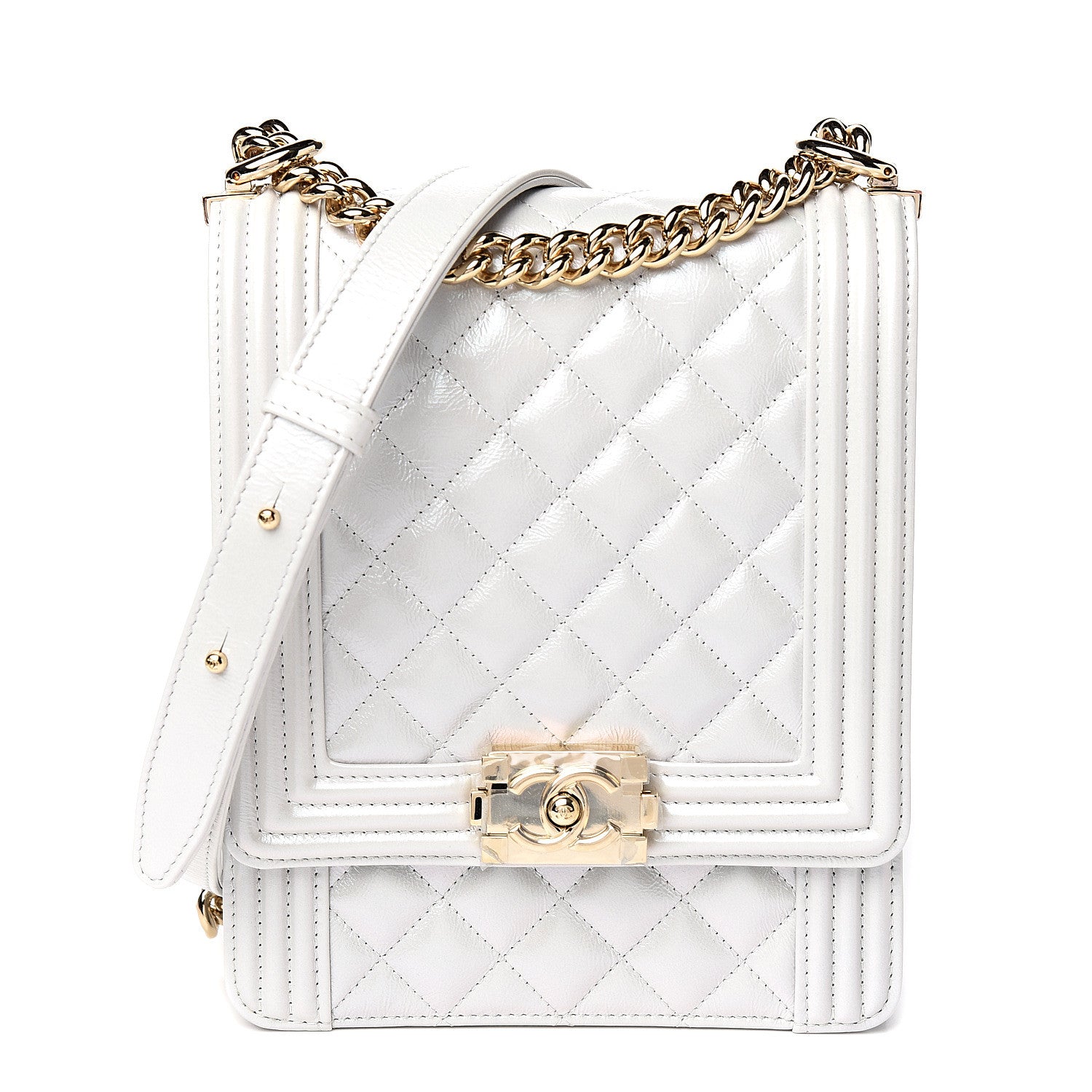 Chanel Calfskin Quilted North South Boy Flap Grey 1 of 9