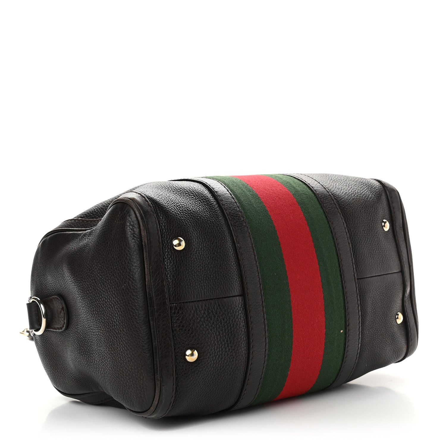 Gucci Calfskin Vintage Web Medium Boston Dark Brown 3 of 10