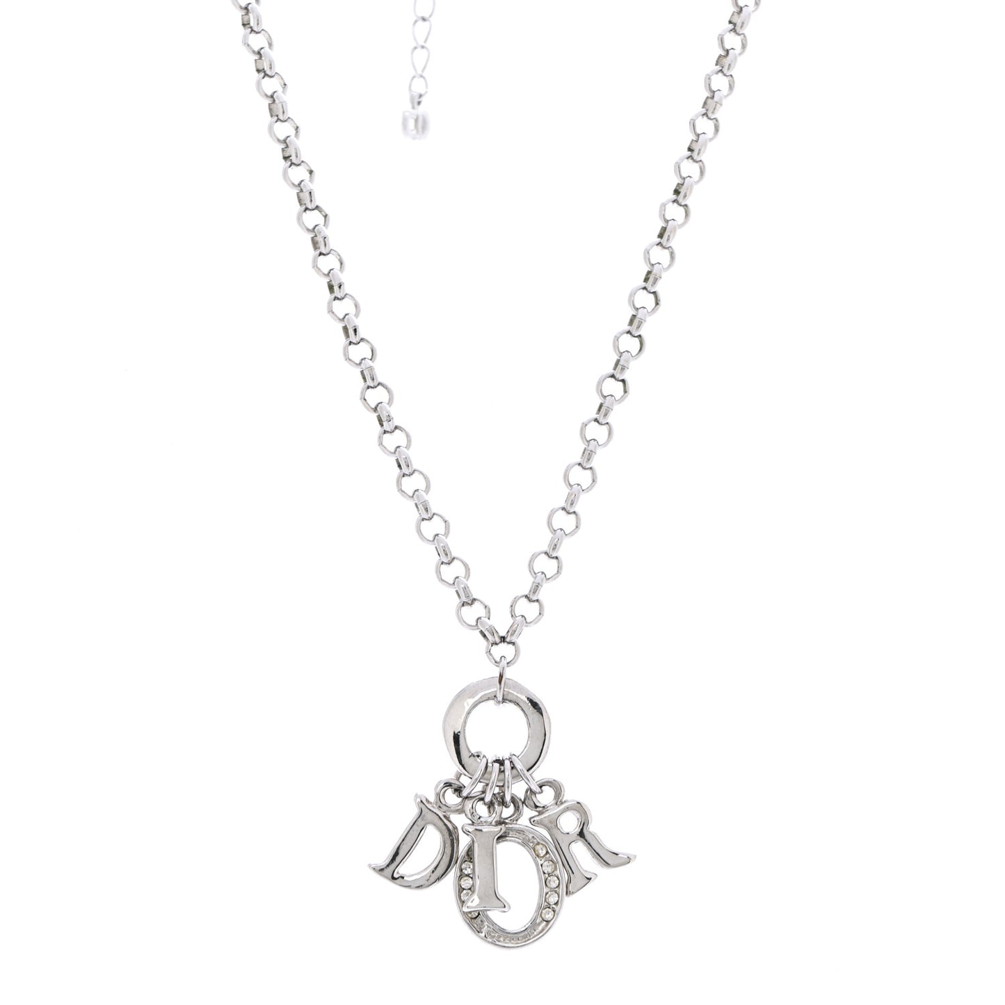Crystal Logo Necklace Silver