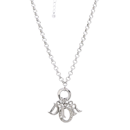 Christian Dior Crystal Logo Necklace Silver 1 of 6