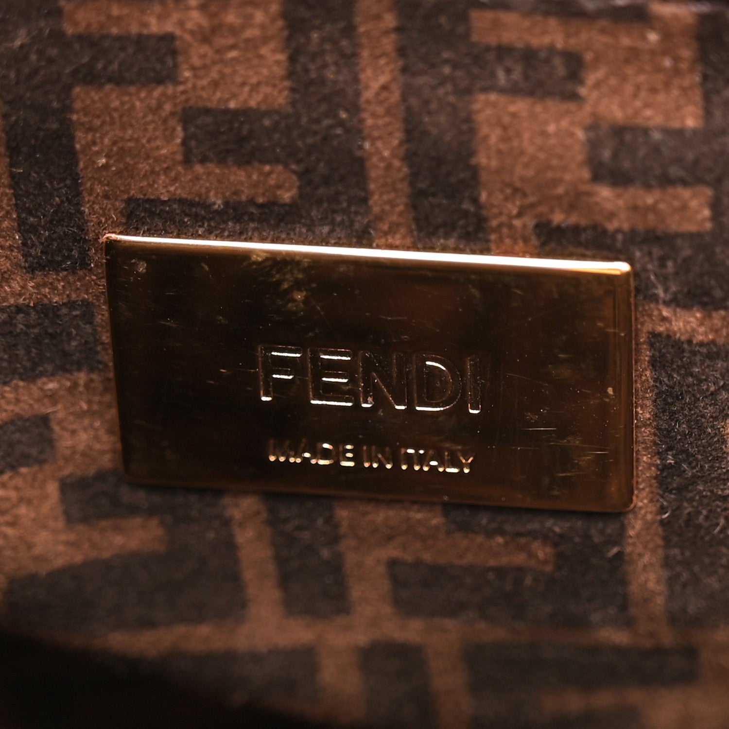 Fendi Vitello Seta Suede FF Mini Peekaboo Iconic Satchel Chocolate Sigaro Marrone 7 of 12