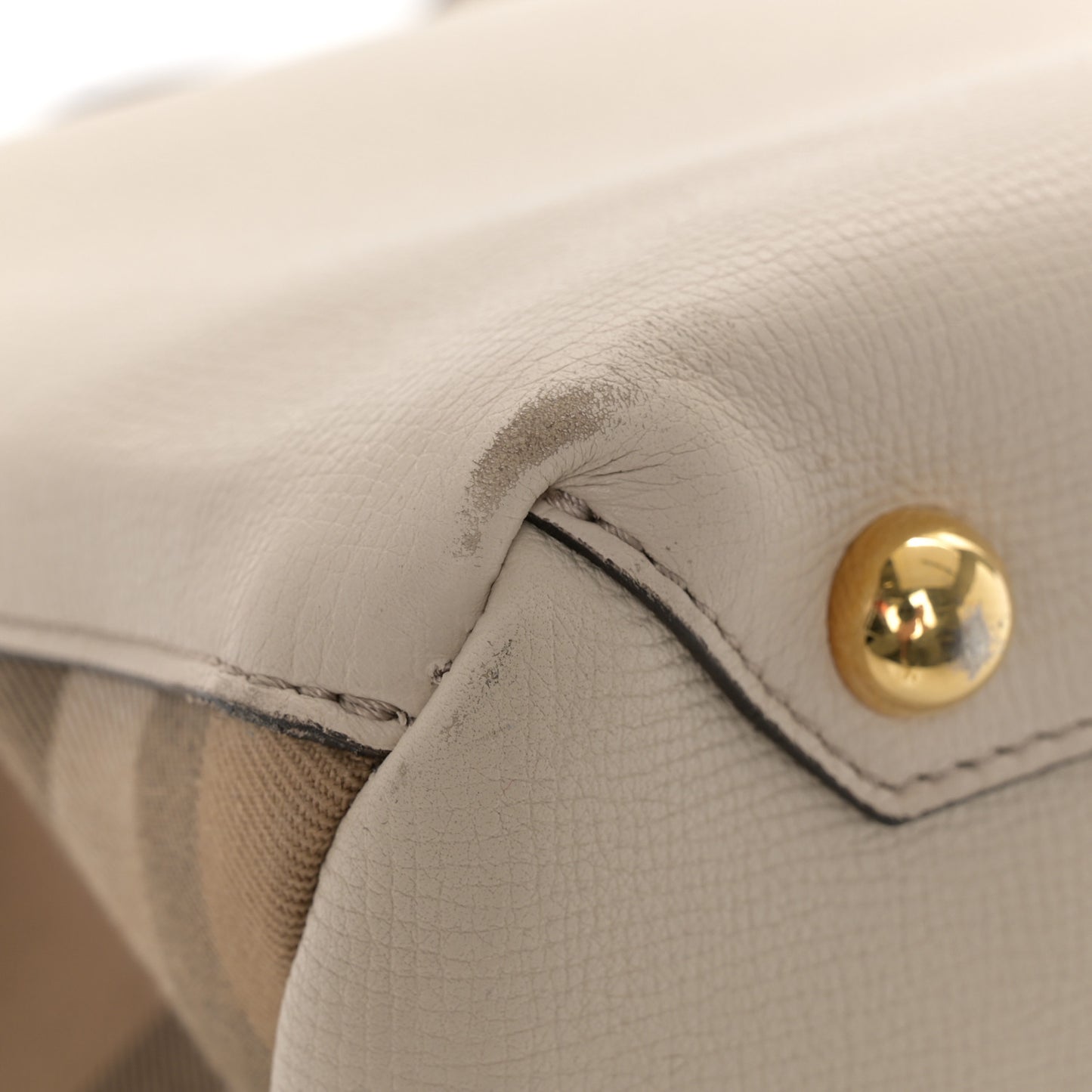 Derby Calfskin House Check Medium Banner Tote Limestone