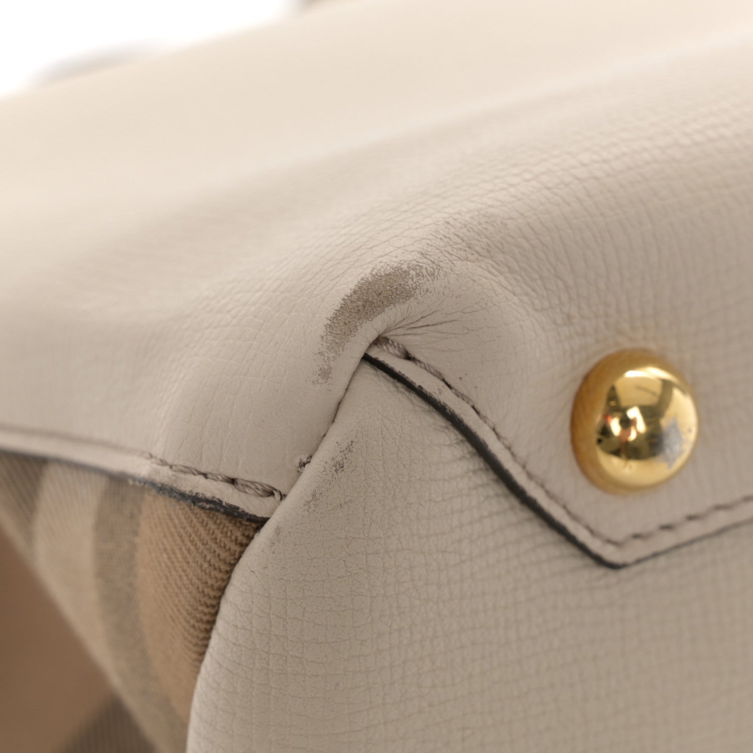Burberry Derby Calfskin House Check Medium Banner Tote Limestone 15 of 18