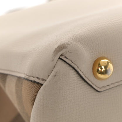 Burberry Derby Calfskin House Check Medium Banner Tote Limestone 15 of 18