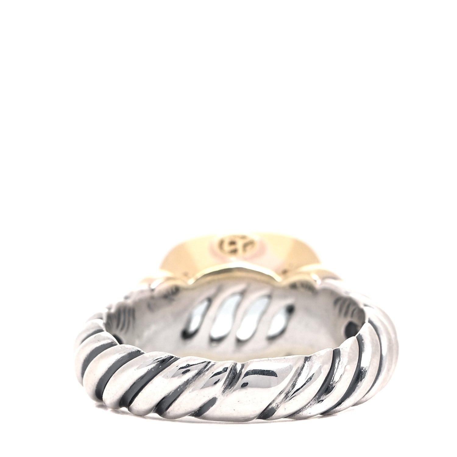 David Yurman Sterling Silver 14K Yellow Gold Blue Topaz 10mm Noblesse Ring 52 6 3 of 4