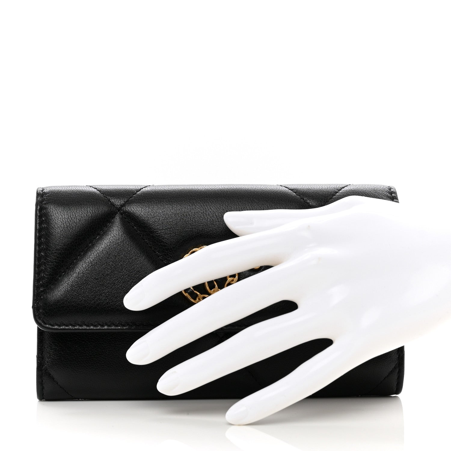 Chanel Lambskin Quilted Chanel 19 Flap Wallet Black 2 of 9