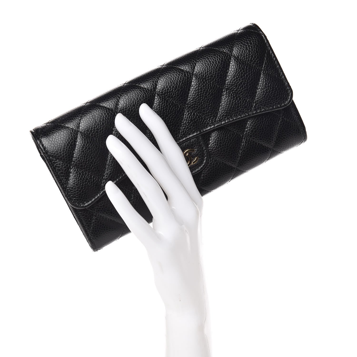 Chanel Caviar Quilted Large Gusset Flap Wallet Black 2 of 11