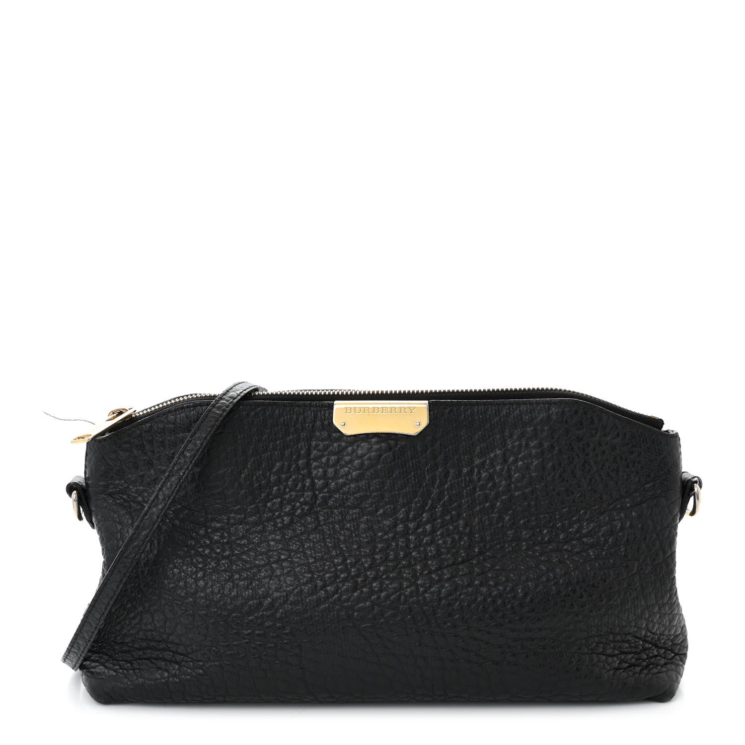Burberry Signature Grain Calfskin Check Embossed Small Chichester Crossbody Clutch Bag Black 1 of 14