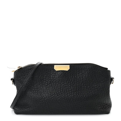 Burberry Signature Grain Calfskin Check Embossed Small Chichester Crossbody Clutch Bag Black 1 of 14