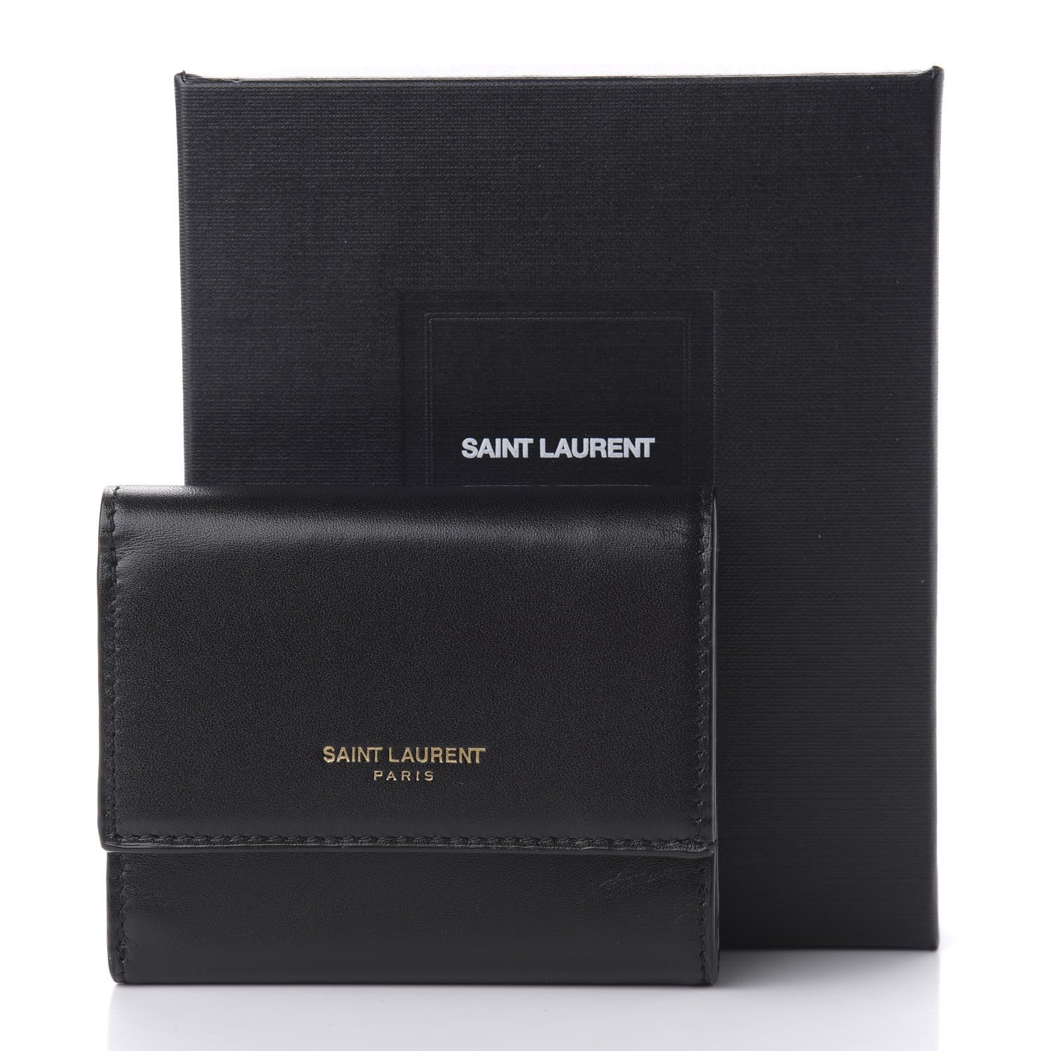 Saint Laurent Calfskin Trifold Wallet Black 10 of 11