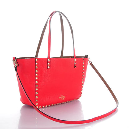 Valentino Garavani Pebbled Calfskin Small Rockstud Reversible Tote Light Cuir Rosso Valentino 4 of 7