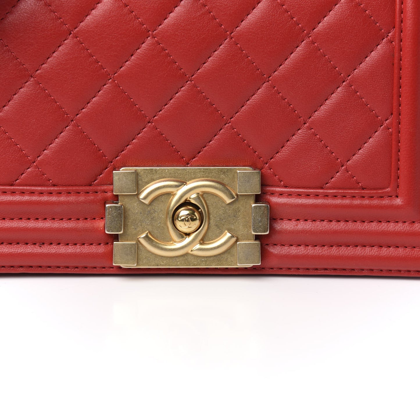 Lambskin Quilted Small Boy Flap Red