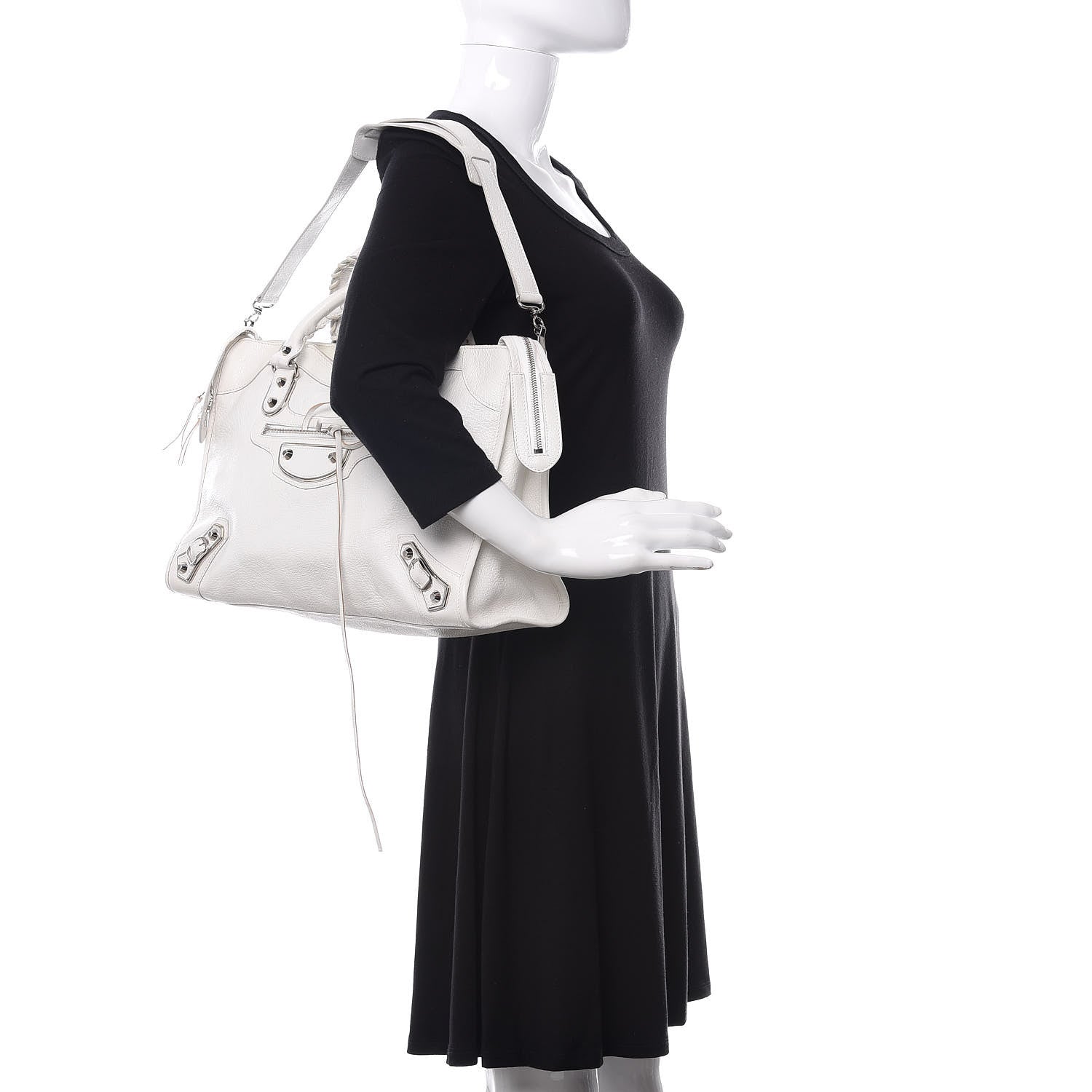 Balenciaga Chevre Silver Metallic Edge Hardware City White 2 of 11