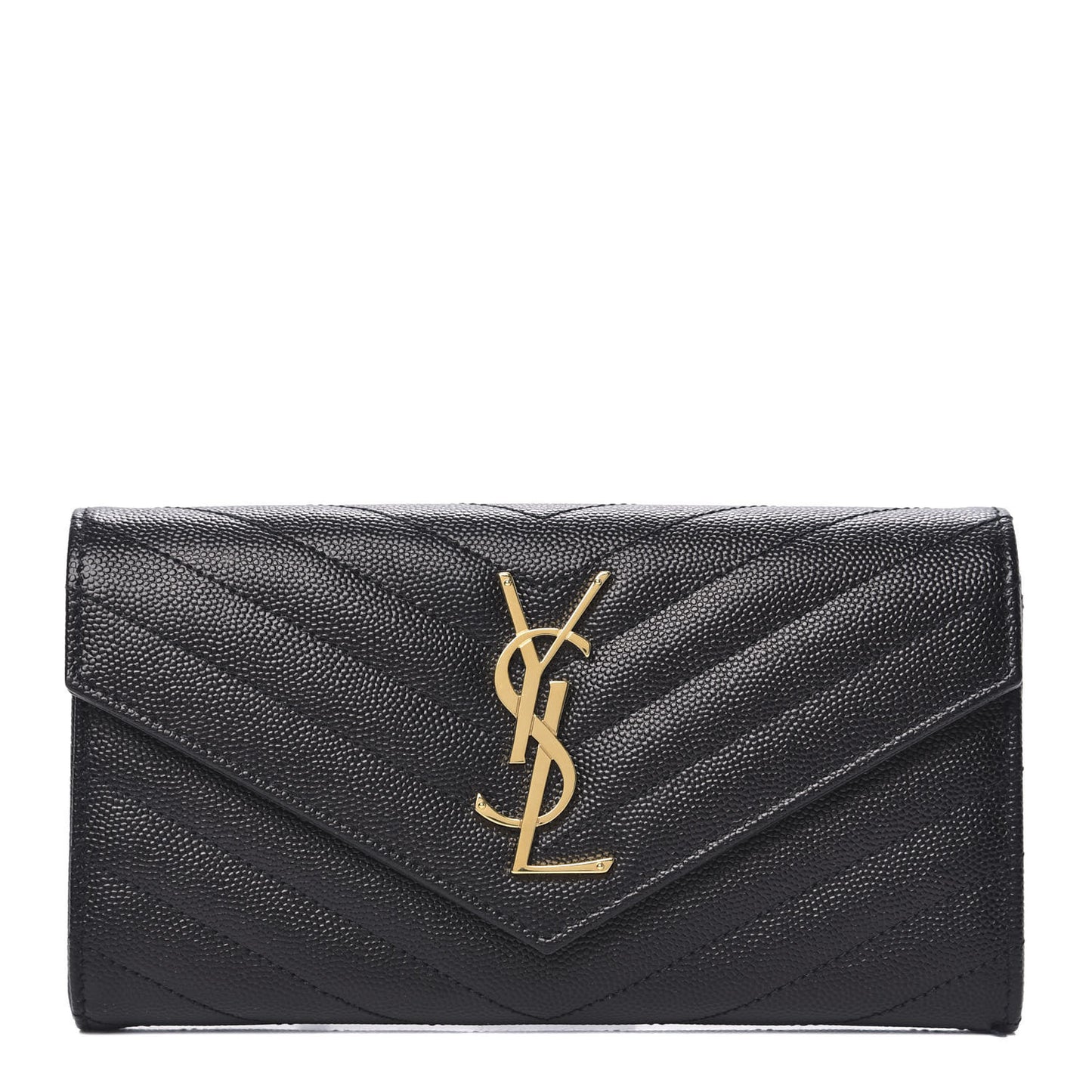Grain De Poudre Matelasse Chevron Monogram Flap Wallet Black