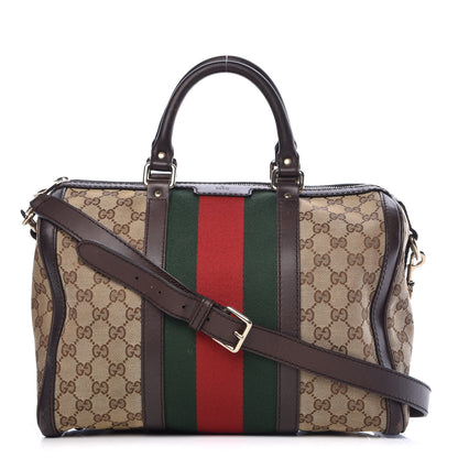 Gucci Monogram Vintage Web Medium Boston Dark Brown 1 of 20