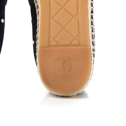 Chanel Suede Pearl CC Espadrilles 36 Black 9 of 9