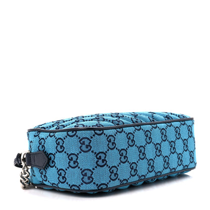Gucci Monogram Multicolor Matelasse Diagonal Small GG Marmont Chain Shoulder Bag Light Blue 3 of 10