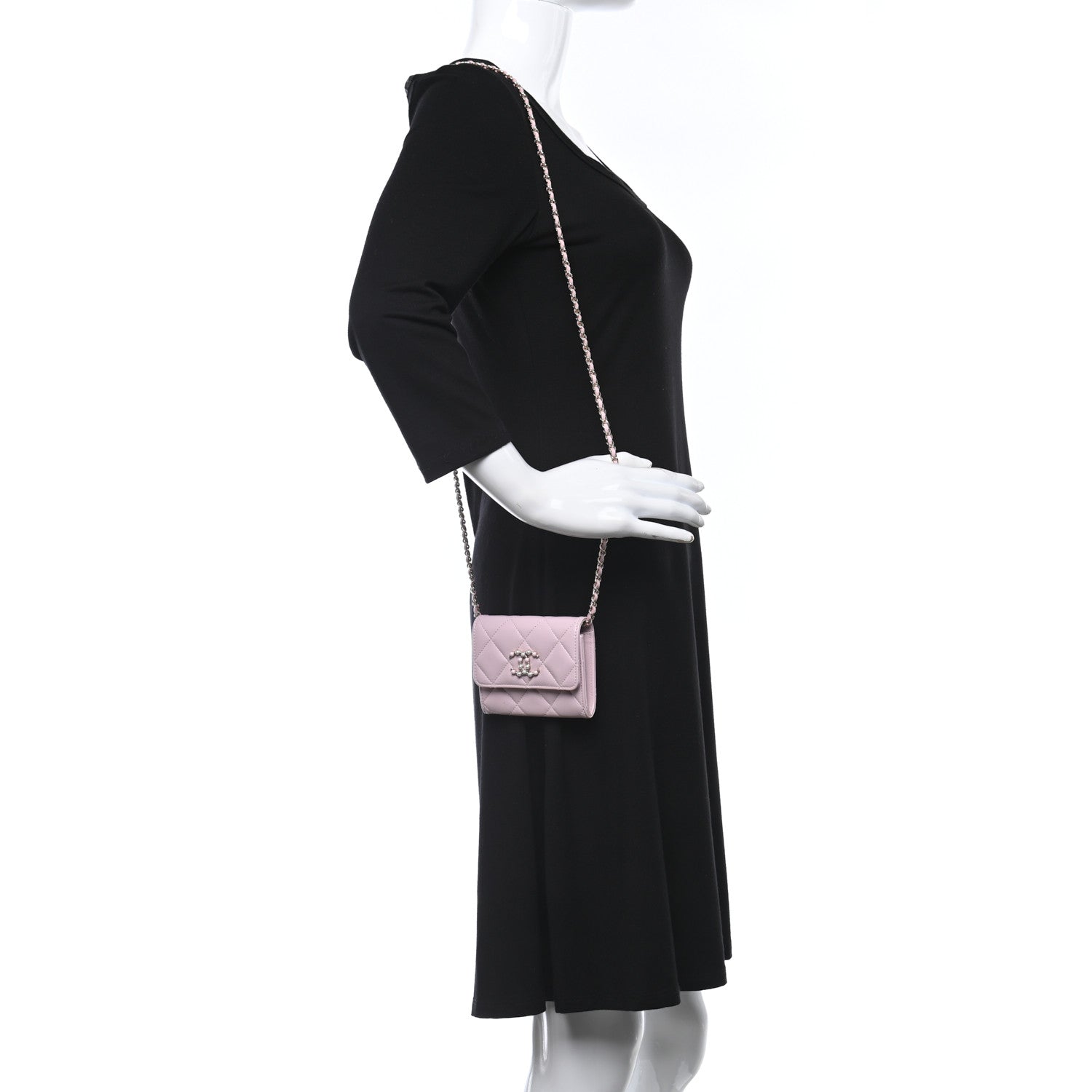 Chanel Caviar Quilted Coco Candy Card Holder On Chain Light Pink 2 of 10