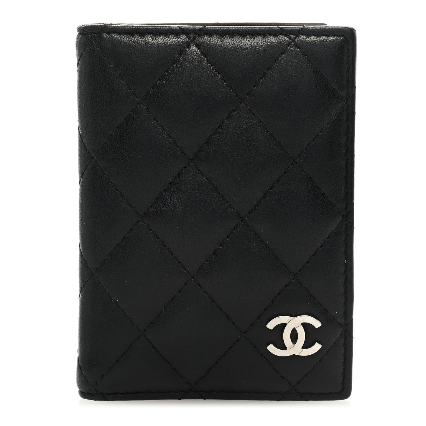 Lambskin Quilted Card Holder Wallet Black