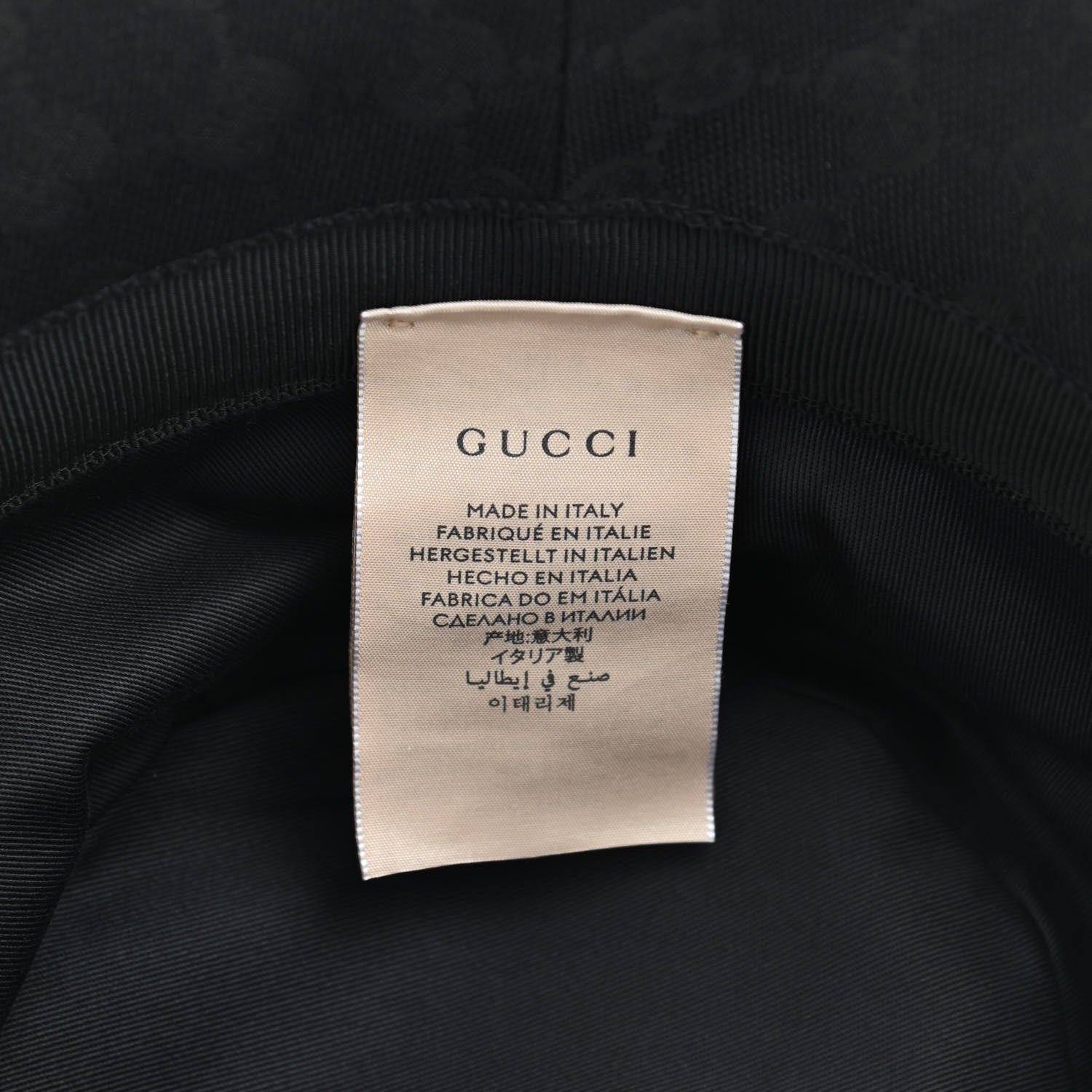 Gucci Monogram Textured Dollar Calfskin GG Jago Bucket Hat Black 8 of 9