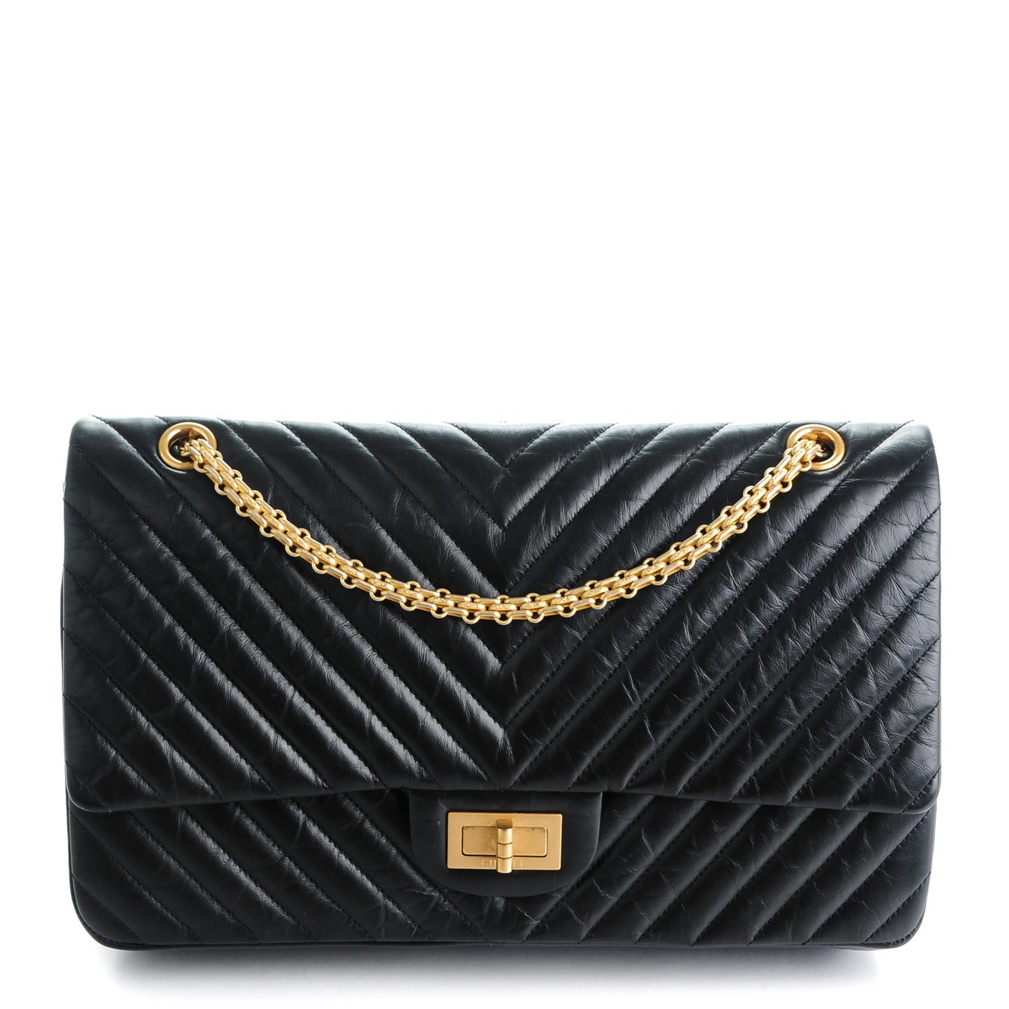 Aged Calfskin Chevron Quilted 2.55 Reissue 227 Flap Black
