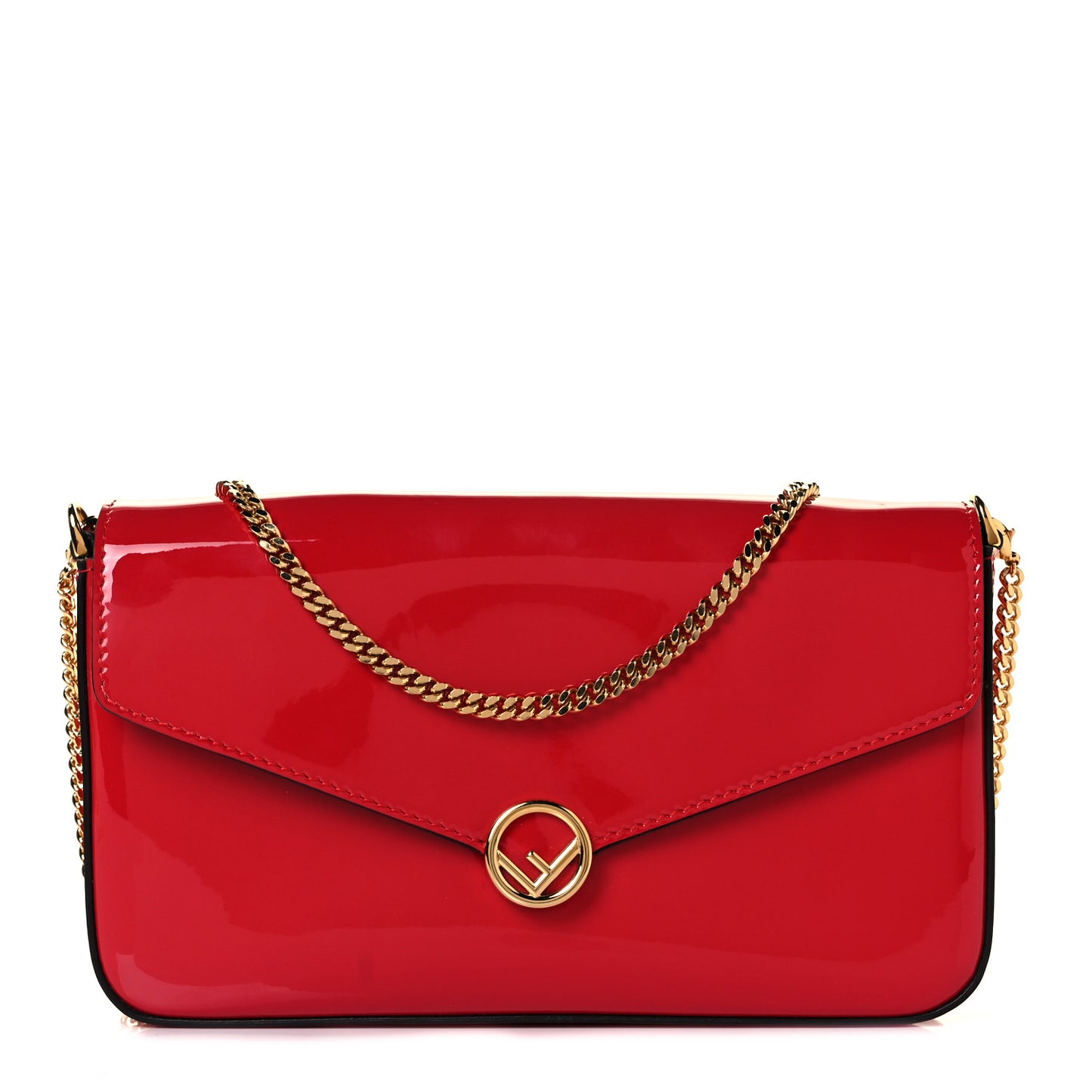 Vitello Vernice Mou F is Fendi Envelope Wallet on Chain with Pouches Rosso Cardinale