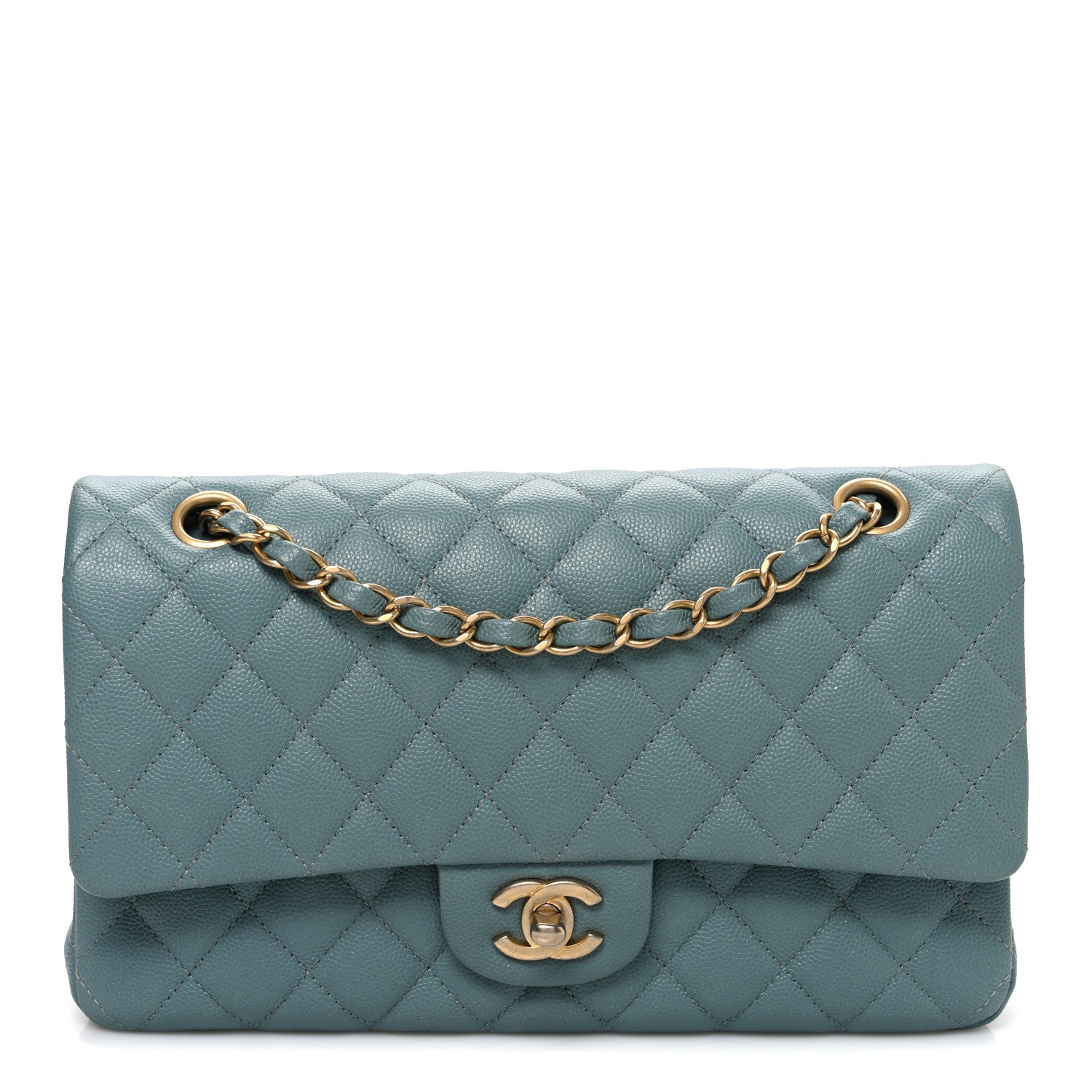 Chanel Iridescent Caviar Quilted Medium Double Flap Light Blue 1 of 10