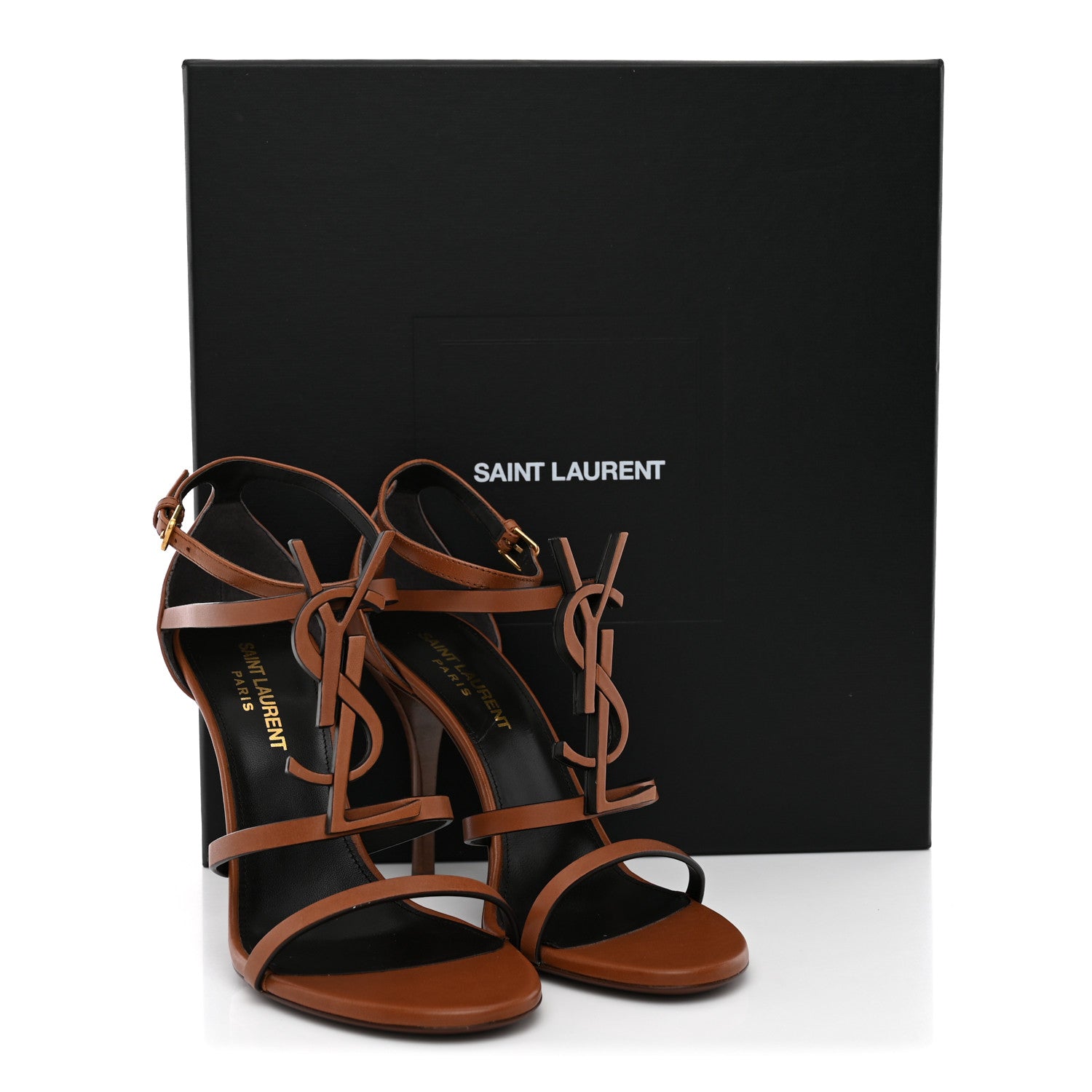 Saint Laurent Calfskin Cassandra 100 Sandals 36 Gold Brown 12 of 12