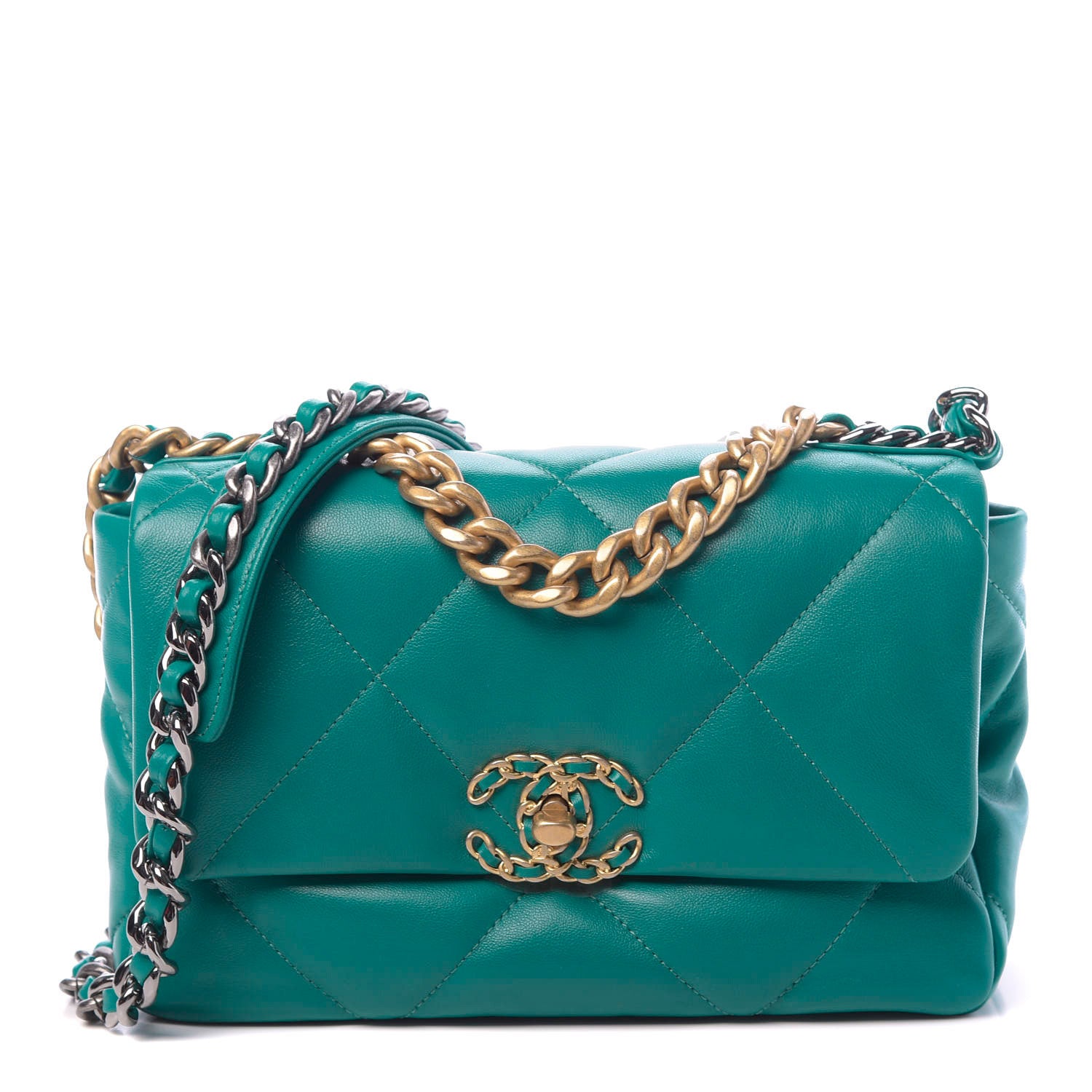 Chanel Lambskin Quilted Medium 19 Flap Green 1 of 10