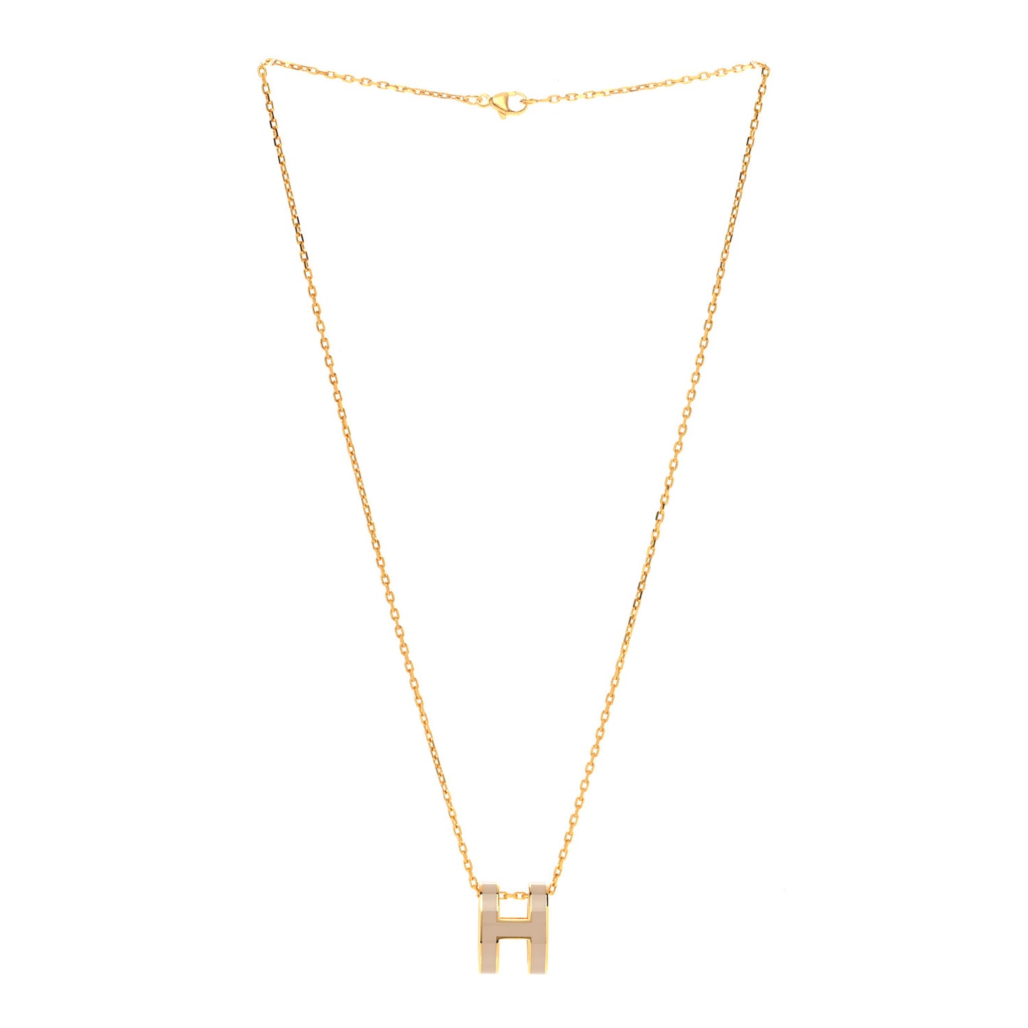 Lacquered Gold Pop H Pendant Necklace Marron Glace