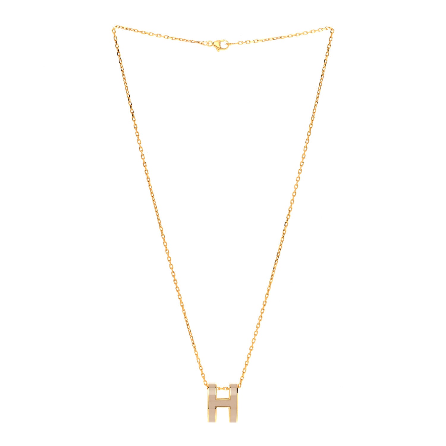 Hermes Lacquered Gold Pop H Pendant Necklace Marron Glace 3 of 5