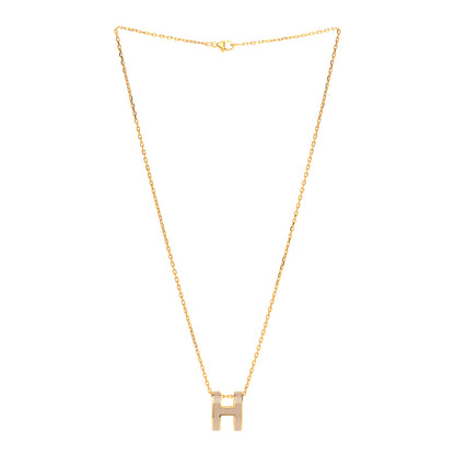 Hermes Lacquered Gold Pop H Pendant Necklace Marron Glace 3 of 5