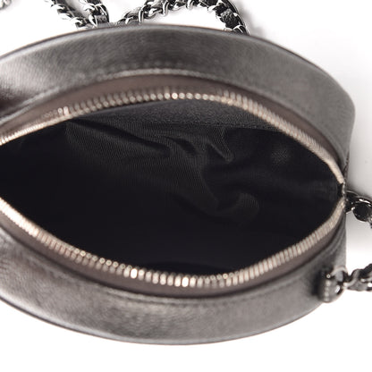 Chanel Metallic Caviar Quilted Round Filigree Crossbody Dark Silver 5 of 8