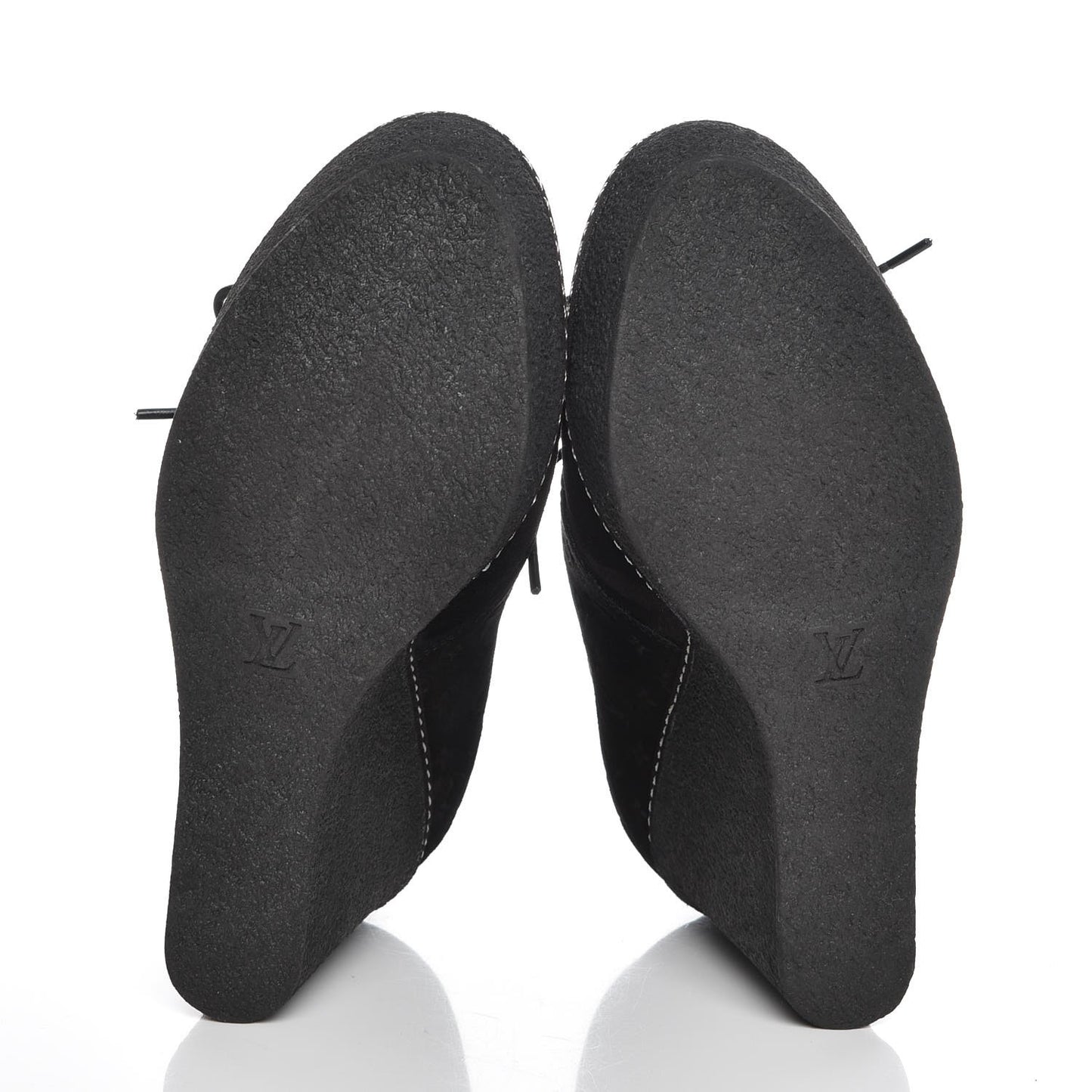 Suede Embossed Monogram Frosty Wedge Low Boots 38 Black